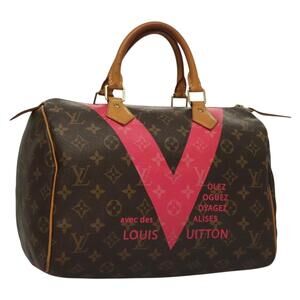 LOUIS VUITTON Monogram V Line Speedy 30 Hand Bag Pink